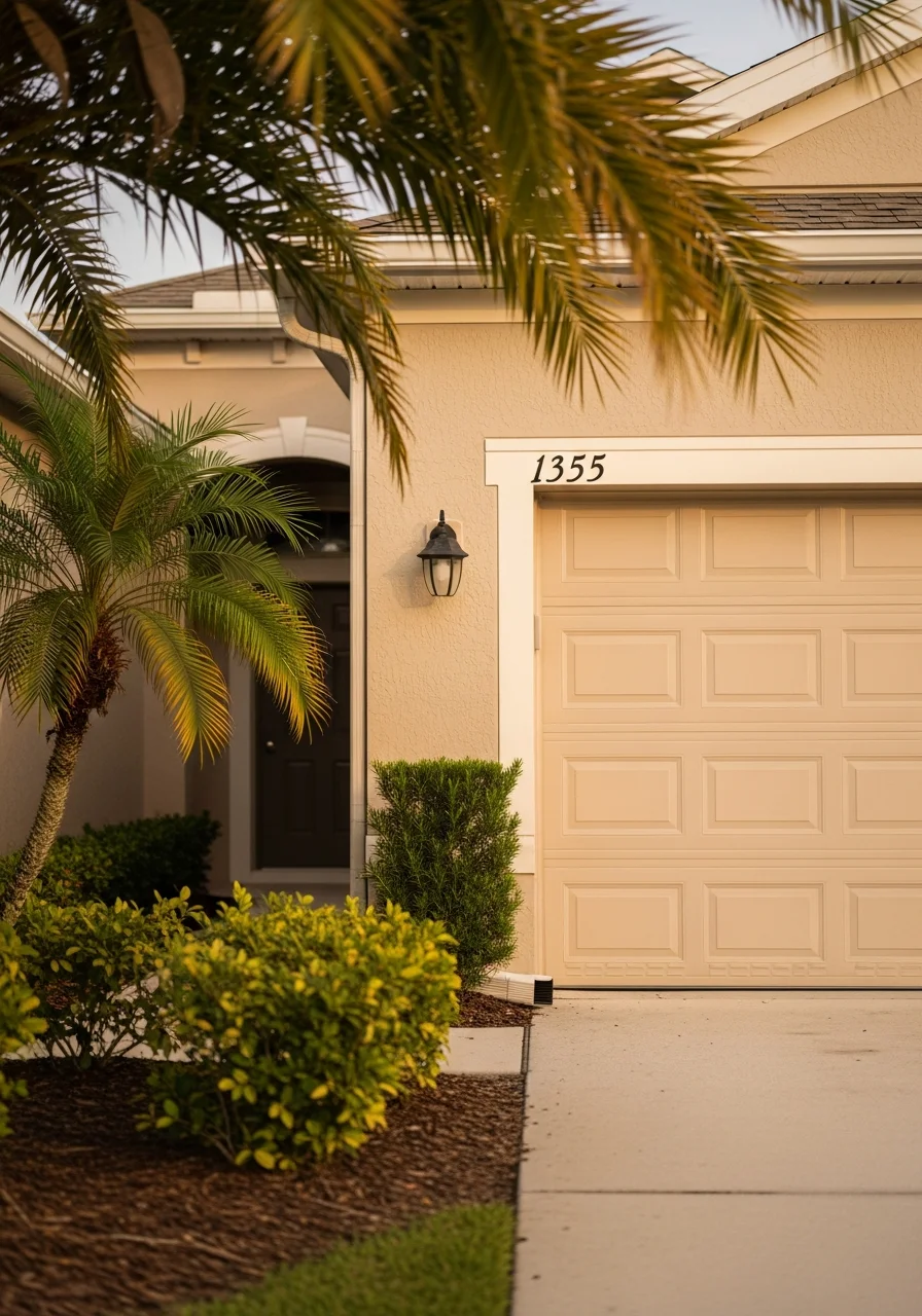 Viera home entrance with manicured grounds and HOA-compliant landscaping design.
